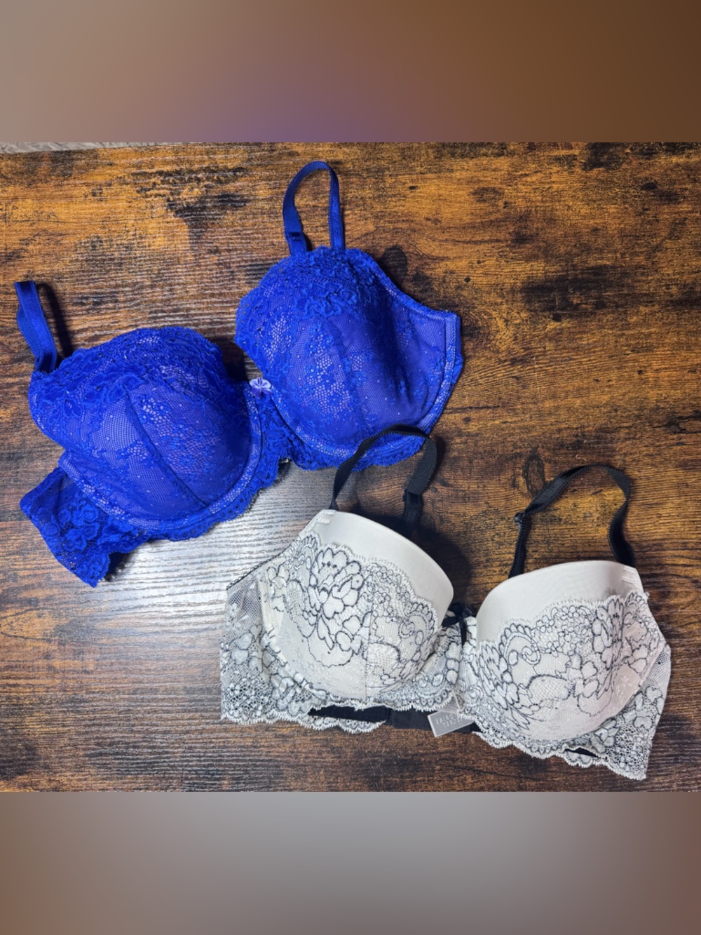 Victoria’s Secret Sz 36D Dream Angels Lace Push Up Lined Demi Bra's Set of 2